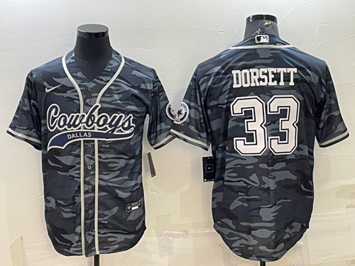 Men's Dallas Cowboys #33 Tony Dorsett Gray Camo With Patch Cool Base Stitched Baseball Jersey